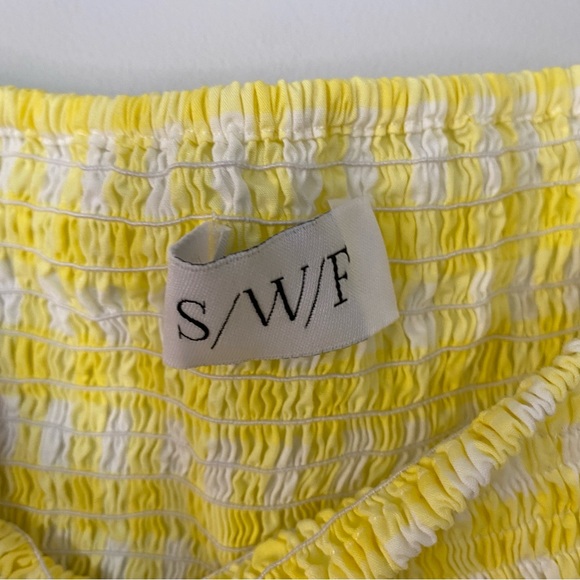 S/W/F Gingham Puff-Sleeve Mini Dress Golden Path Yellow - Picture 4 of 8